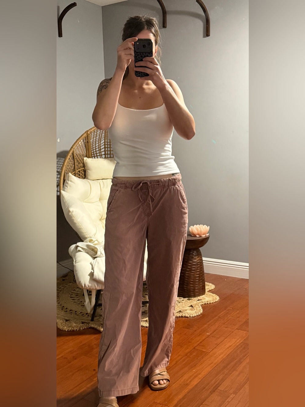 American Eagle Women's Casual Drawstring Lounge Pants in Dusty Rose